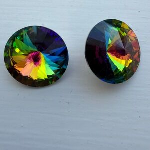 Austrian Rivoli Crystal Cabochons 14mm Blue Excellent Faceted Round Stones